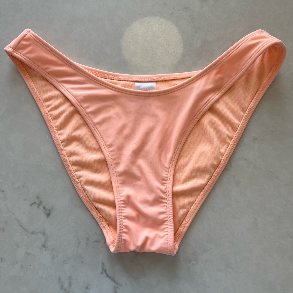 3/$10 Xhilaration Bright Peach Hi-Cut Low Rise Bikini Bottom, Size L